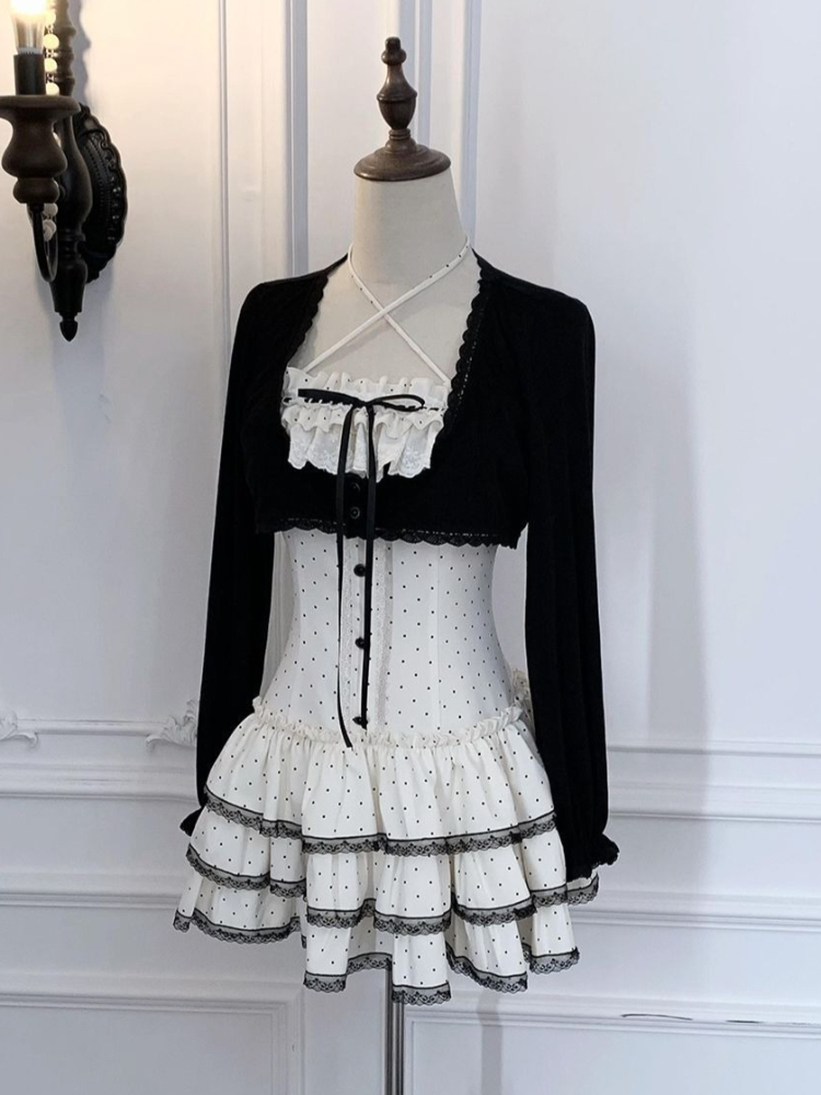 Elastic Lace Trim - Set Abito Camisole Coquette Sweet Korean